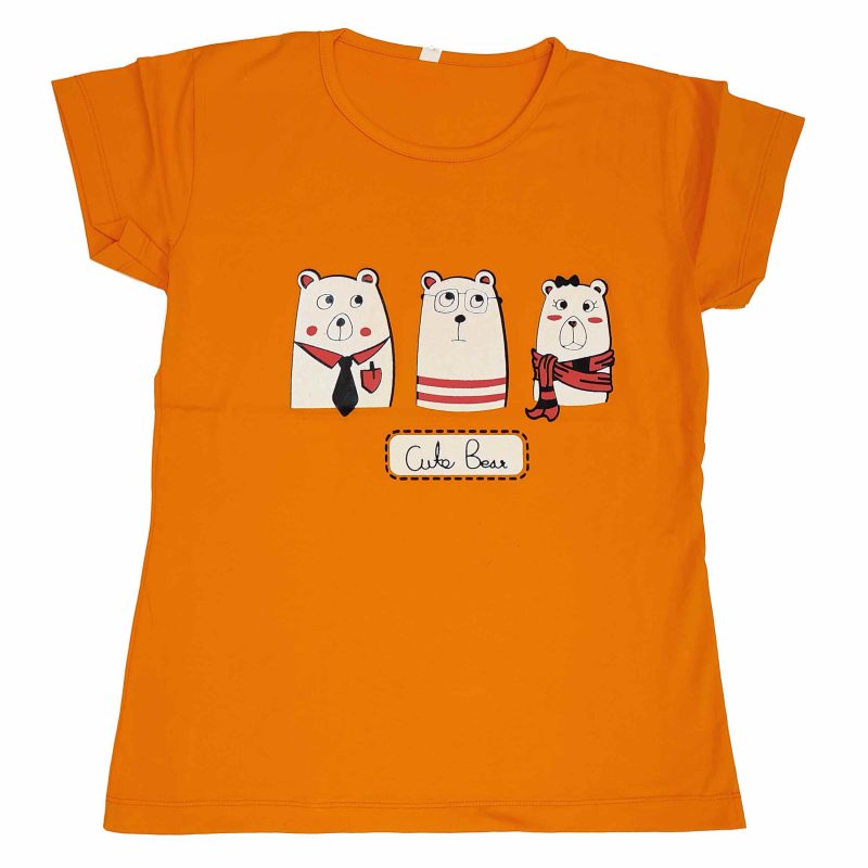 t shirt b0104 orange 800x800 - تیشرت زنانه طرح سه خرس