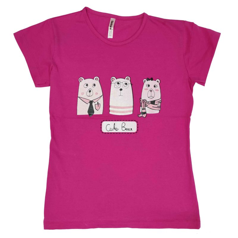 t shirt b0106 pink 800x800 - تیشرت زنانه طرح سه خرس
