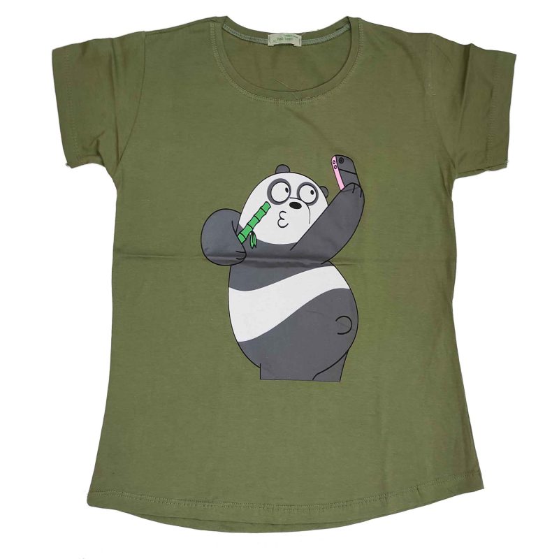 t shirt pa0105 green 800x800 - تیشرت زنانه طرح پاندا