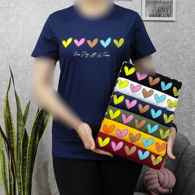 تی شرت زنانه چاپ قلب