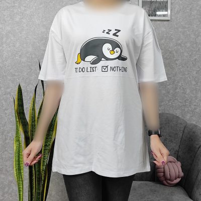 74 400x400 - تیشرت زنانه لانگ طرح پنگوئن