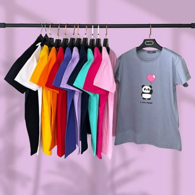 tshirt panda and balloon total 400x400 - تیشرت زنانه طرح پاندا و بادکنک