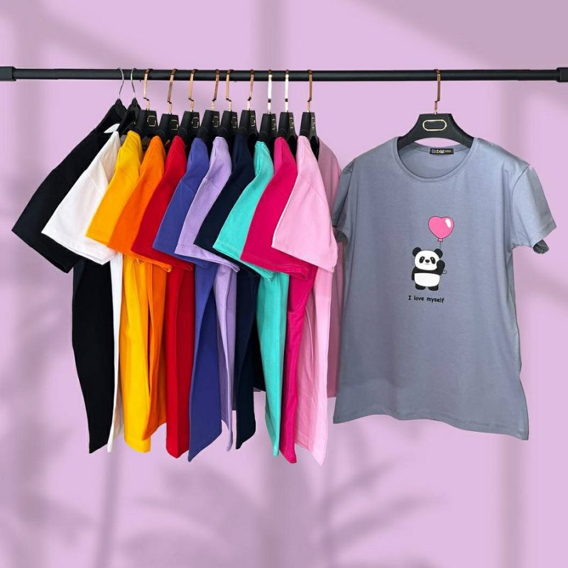 tshirt panda and balloon total 800x800 - تیشرت زنانه طرح پاندا و بادکنک