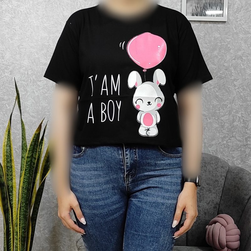 تیشرت زنانه کراپ طرح I AM A BOY