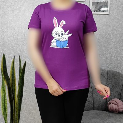 تیشرت زنانه یقه گرد طرح خرگوش
