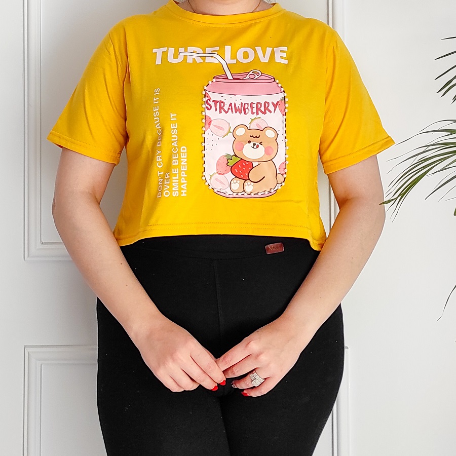 tshirt crop truelove - حراج و تخفیف ویژه